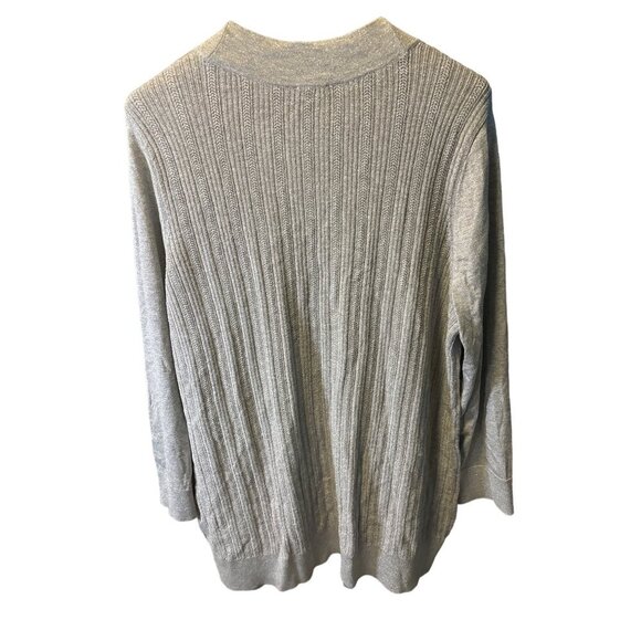 Talbots NWT Plus Grey Metallic Thread Long Sleeve Open Knit Cardigan SZ 2XL - Picture 2 of 9